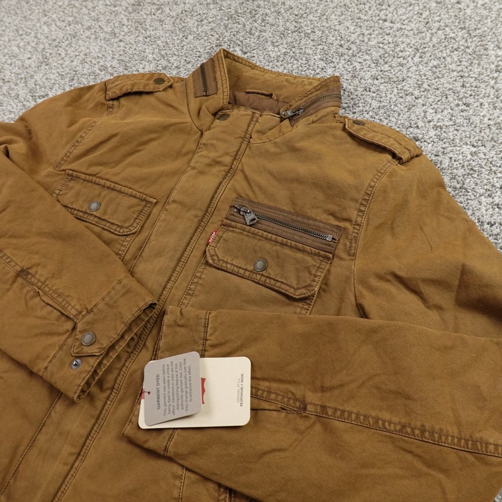 NEW Levis Jacket Mens S Brown Trucker Utility Work Coat Western Military Army‎